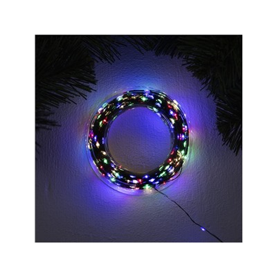 Гирлянда «Нить» 50 м роса, IP44, зелёная нить, 500 LED, свечение мульти, 8 режимов, 31 В