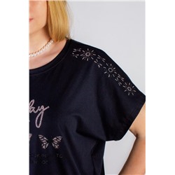 Нарядная футболка Бабочки из страз арт.8 (Черный)