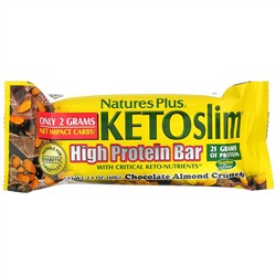 Nature's Plus, KETOslim, High Protein Bar, Chocolate Almond Crunch, 12 Bars, 2.1 oz (60 g) Each