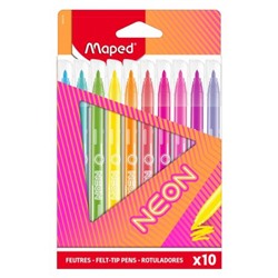 Фломастеры 10цв NEON смываемые с заблокированным пишущим узлом 845419 Maped