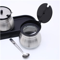 Набор стеклянных банок для сыпучих продуктов «Сияние», 31×12×12 см, на подставке, 3 шт., цвет чёрный