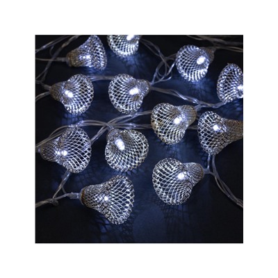 Гирлянда «Нить» 4 м с насадками «Колокольчик», IP20, прозрачная нить, 20 LED, свечение белое, 8 режимов, 220 В