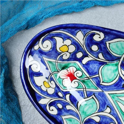 Селёдочница узбекская «Цветы» Риштанская Керамика, 24 см, синяя, МИКС