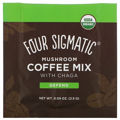 Four Sigmatic, Mushroom Coffee Mix with Chaga, 10 Packets, 0.09 oz (2.5 g) Each