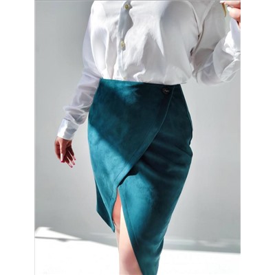 Юбка на запах замшевая 3202 (Изумруд)