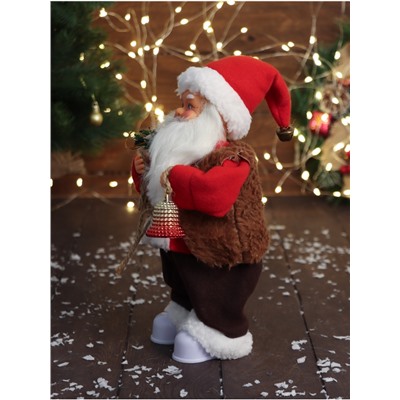 Дед Мороз под ёлку «Зимнее волшебство. Новогодняя игрушка в красном тулупе» двигается, ботинки светятся, 28 см