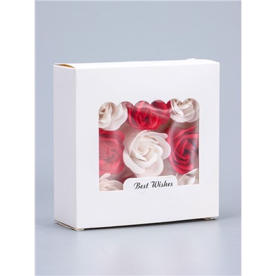 УЦЕНКА Мыльные лепестки для ванны «Красные и белые розы», подарочный набор 9 шт., 4.5×12.6×12.6 см