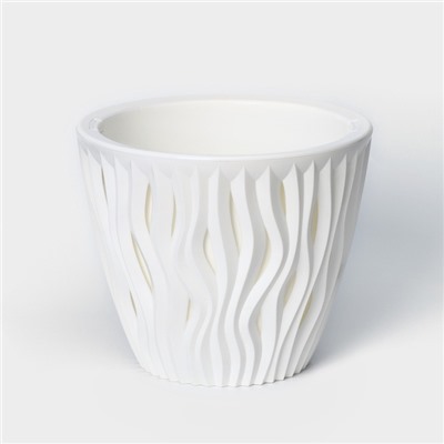 Кашпо для цветов со вставкой «Вдохновение», 2.25 л, d=17.5 см, h=15 см, белое