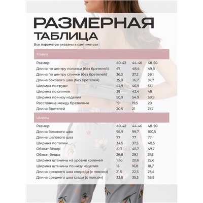 Пижама женская (майка, брюки) KAFTAN «Цветы», размер 44-46, серая