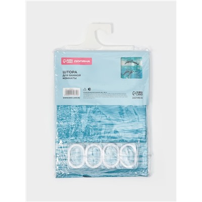 Штора для ванной комнаты Доляна «Дельфины», 180×180 см, PEVA