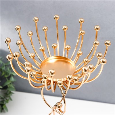 Подсвечник на 1 свечу «Временная петля с шариками», металл под золото, 35×13×13 см