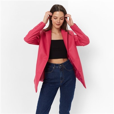 Пиджак женский из экокожы MINAKU: Eco leather, цвет фуксия, размер 46