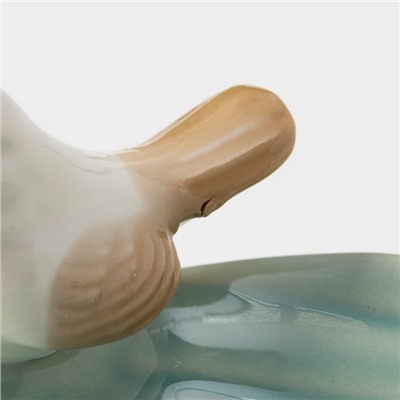 УЦЕНКА Блюдо керамическое «Птичка на листочке», 15.5×15.5 см, голубое