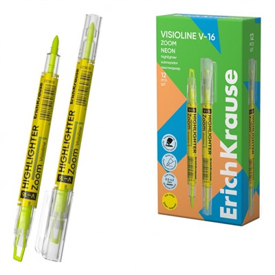 Текстовыделитель VisioLine® V-16 Неон желтый 60820 двухсторонний ErichKrause