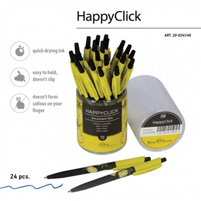 Ручка автоматическая шариковая 0.5мм "HappyClick.Fresh fruity. Ананас" синяя 20-0241/49 Bruno Visconti