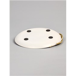 УЦЕНКА Блюдо сервировочное круглое «Белые каллы» белое с золотом. нержавеющая сталь 21×21.5×4 см 1