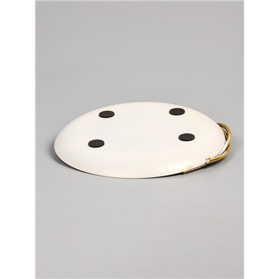 УЦЕНКА Блюдо сервировочное круглое «Белые каллы» белое с золотом. нержавеющая сталь 21×21.5×4 см 1