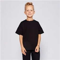 Футболка детская однотонная MINAKU: Basic line, чёрная, рост 128 см