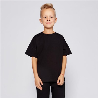Футболка детская однотонная MINAKU: Basic line, чёрная, рост 128 см