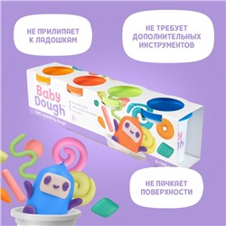 Тесто для лепки BabyDough, набор 4 цвета (синий, нежно-зеленый, красный, оранжевый)