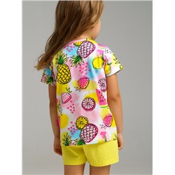 Комплект трикотажный для девочек: фуфайка (футболка), шорты