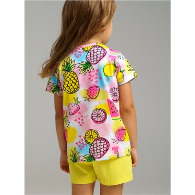 Комплект трикотажный для девочек: фуфайка (футболка), шорты