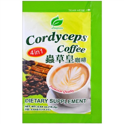 Longreen, Cordyceps Coffee, 4 в 1, кофе с кордицепсом, 10 пакетиков, 182 г (6,4 унции)