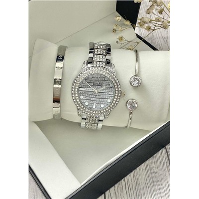 Подарочный набор для женщин часы, 2 браслета + коробка #22853325