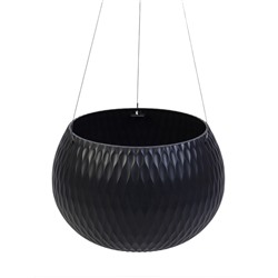 Кашпо для цветов «Жемчужина», 4 л, d=29 см, h=19.5 см, пластик, со вставкой, подвесное, цвет графитовый