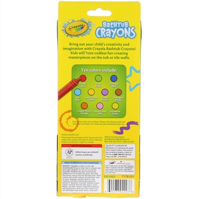 Crayola, Crayola, карандаши для ванной, для детей в возрасте от 3-х лет, 9 карандашей, + 1 бонусный карандаш