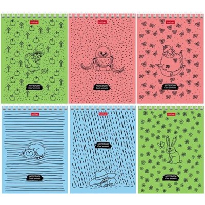 Блокнот на спирали А6 40л клетка "COOL Animals" (055480) Хатбер
