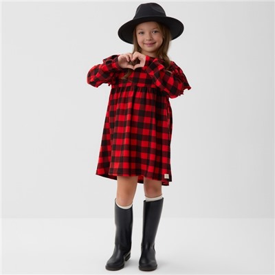 Платье детское с рюшами KAFTAN «Клеточка» размер 34 (122-128)