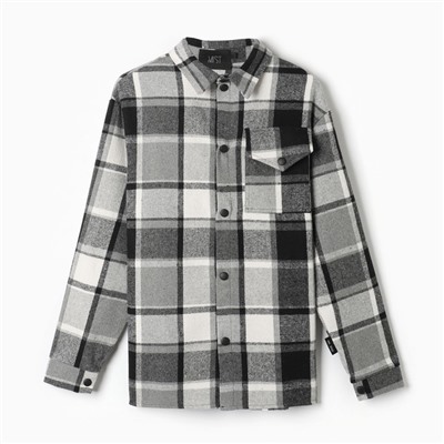 Рубашка мужская в клетку MIST, размер 50, черный/белый