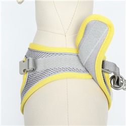 Комплект с мягкой шлейкой, быстросъемный, M, поводок 140×1.5 см, ОШ 38-44 см, ОГ 44-50 см, жёлтый