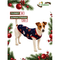 Майка для животных «Новогодняя ночь», размер M (ДС 30, ОШ 30, ОГ 40 см), синяя