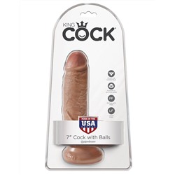 Фаллоимитатор-мулат с мошонкой 7  Cock with Balls - 19,4 см.