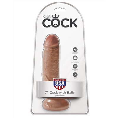 Фаллоимитатор-мулат с мошонкой 7  Cock with Balls - 19,4 см.