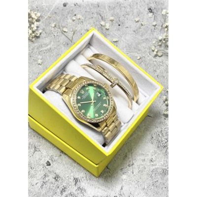 Подарочный набор для женщин часы, 2 браслета + коробка #22852976