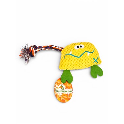 Мягкая игрушка для собак «Монстрик с канатом», 23 см, с пищалкой, жёлтая