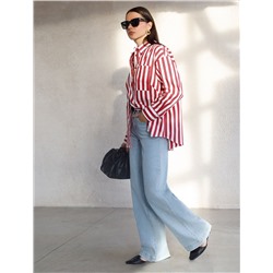 Блузка свободного силуэта в полоску из эластичного хлопка