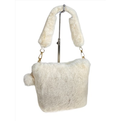 Женская сумка из искусственного меха, цвет молочный