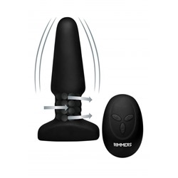 Черная анальная пробка Slim R Smooth Rimming Plug with Remote - 14 см.
