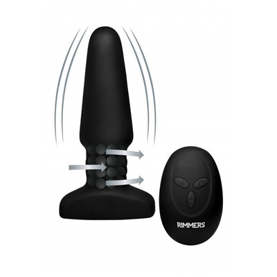 Черная анальная пробка Slim R Smooth Rimming Plug with Remote - 14 см.