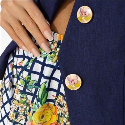 Костюм с юбкой приталенный, Радую себя (2 в 1, синяя мечта)