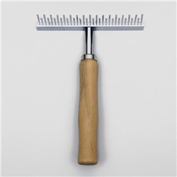 Расчёска-грабли Wood с зубьями разной длины, деревянная ручка, 12.5×9.5 см