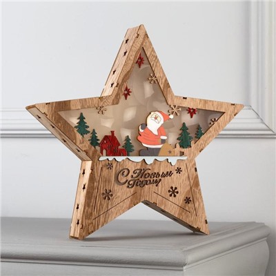 Светодиодная фигура «Дед Мороз в лесу» 30×30×5 см, дерево, батарейки АААх2 (не в комплекте), свечение тёплое белое