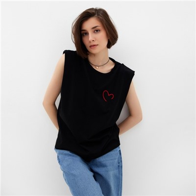 Майка женская MINAKU HEART, размер 42, чёрная