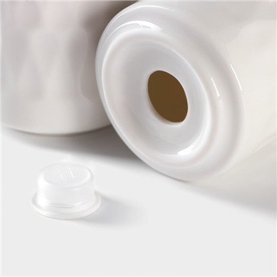 Набор для специй и соусов BellaTenero, 5 предметов: 2 соусника 200 мл, сахарница 360 мл, солонка 120 мл, перечница 120 мл, на бамбуковой подставке, керамика, белый