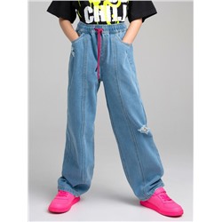 Брюки текстильные джинсовые для девочек