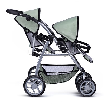 Коляска для кукол (для двойни)металлическая,прогулочная,с тентом,с корзиной,в пакете